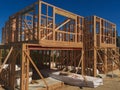 Wooden house construction, building homes in New Zealand Royalty Free Stock Photo