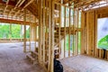 Wooden house construction home framing interior residential home