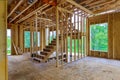 Wooden house construction home framing interior residential home