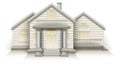 Wooden House Cottage layout vector House with front door columns and stairs