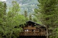 Wooden house or cottage Zamkovskeho chata in the forest in Tatras mountains in Slovakia. Tourist destination