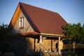 Wooden house. Country house made of untreated wood.