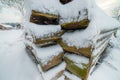 Wooden house detail in winter Royalty Free Stock Photo