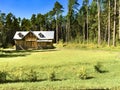 Wooden House on forrest meadow in Valaam island