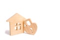 Wooden house with Heart shaped lock on a white background. Love nest, relationships. Buying a house with a young family. Affordabl Royalty Free Stock Photo