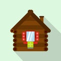 Wooden house icon, flat style Royalty Free Stock Photo