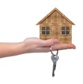 Wooden House With Key In Hand