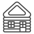 Wooden house line icon. Log cabin vector illustration isolated on white. Home outline style design, designed for web and Royalty Free Stock Photo