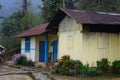 Wooden house with metallic roof decorated with plants Royalty Free Stock Photo