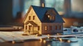 The wooden house model.AI generated image Royalty Free Stock Photo