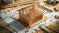 The Wooden House Model Design.AI generated image Royalty Free Stock Photo