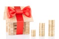 Wooden house and money Royalty Free Stock Photo