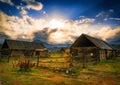 The wooden house of Mongolian tuwa people in hemu village, xinjiang