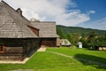 Wooden house in open air musem near Bardejovske kupele spa resort during summer