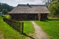 Wooden house in open air musem near Bardejovske kupele spa resort during summer