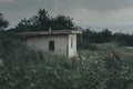 Wooden house in overrun environment