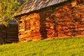 Wooden house in Podsip mountain village during morning in Sipska Mala Fatra mountains Royalty Free Stock Photo