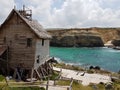 Wooden House in Popeye Village in Malta Royalty Free Stock Photo