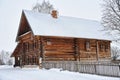 Wooden House of Prosperous Peasant in Snow Angle view - Suzdal