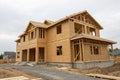 Wooden house shell under construction Royalty Free Stock Photo