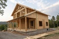 Wooden house shell under construction Royalty Free Stock Photo