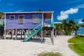 Wooden house on stilts at Caye Caulker island, Beli Royalty Free Stock Photo