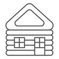 Wooden house thin line icon. Log cabin vector illustration isolated on white. Home outline style design, designed for Royalty Free Stock Photo
