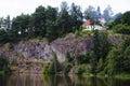 Wooden house on top of the hill Royalty Free Stock Photo