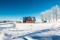 Wooden house in winter