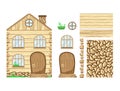 Wooden house. Wonderland. Set of clipart Royalty Free Stock Photo