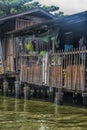 Wooden houses built in Chao Phraya river, Old wooden houses