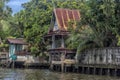 Wooden houses built in Chao Phraya river, Old wooden houses