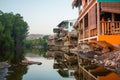 Wooden houses built over a salty lagoon at Playa el Tunco, El Sa Royalty Free Stock Photo