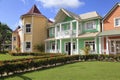 The wooden houses painted in Caribbean bright colors in Samana