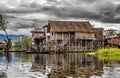 Wooden houses on piles, Inle Lake, Myanmar Royalty Free Stock Photo