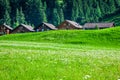 Wooden houses in Steg, Malbun, in Lichtenstein, Europe Royalty Free Stock Photo