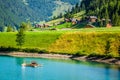 Wooden houses in Steg, Malbun, in Lichtenstein, Europe Royalty Free Stock Photo