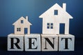 Wooden houses and word rent. Real estate renting