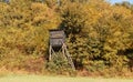 Wooden hunter's stand in the forest Royalty Free Stock Photo