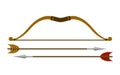 Wooden hunting bow arrow sharp flat set