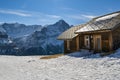 Wooden hut with beautiful views on Bernese Alps Royalty Free Stock Photo