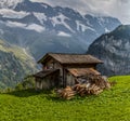 Wooden hut in the Bernese Alps Royalty Free Stock Photo