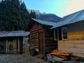 A wooden hut in Lachung , North Sikkim during early sunrise