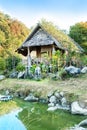 Wooden hut on pond House of Tribes, Thailand