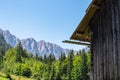 Bodental - Wooden hut with scenic view of majestic mountain ridges of Karawanks in Bodental, Carinthia