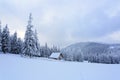 Wooden hut stand in the forest. Royalty Free Stock Photo