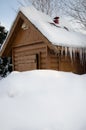 wooden hut under snow Royalty Free Stock Photo