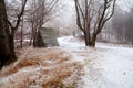 Wooden hut in winter mountains Royalty Free Stock Photo