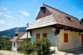 Vlkolinec, Slovakia - June 28. 2017: Mountain village with a folk architecture typical of the Central European type.