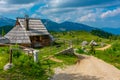 Wooden huts at Velika Planina mountains in Slovenia Royalty Free Stock Photo